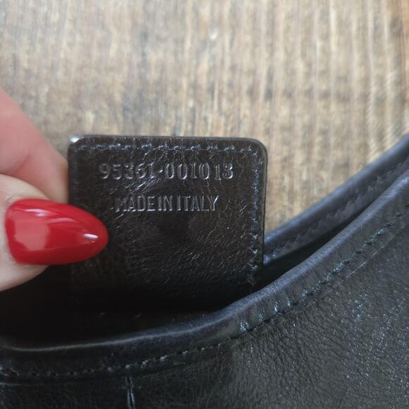 Vintage Yves Saint Laurent Mombasa Shoulder Bag Black Leather Hobo Horn Italy - Picture 9 of 15